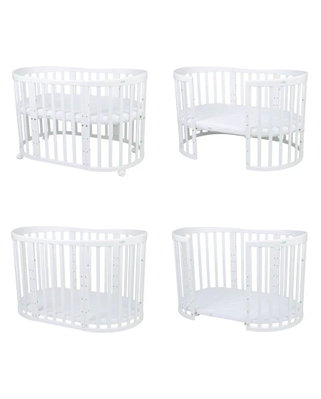 Owalne, drewniane łóżeczko 7w1 Waldin®