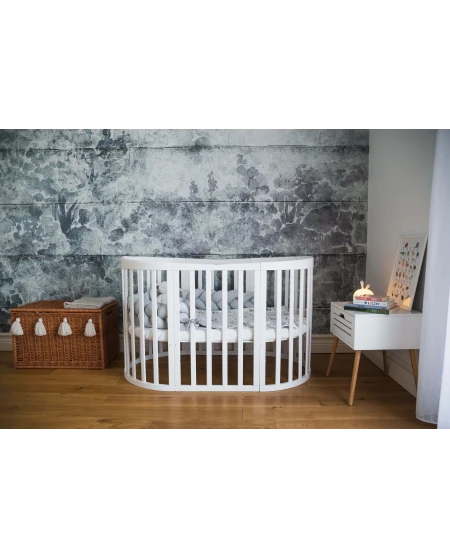 Owalne, drewniane łóżeczko 7w1 Waldin®