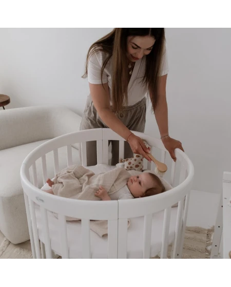 Owalne, drewniane łóżeczko 7w1 Waldin®