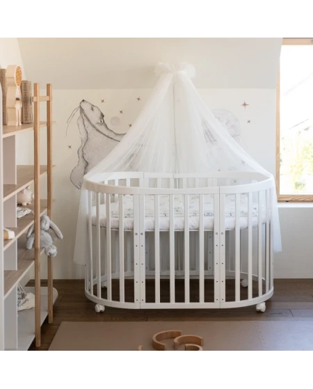 Owalne, drewniane łóżeczko 7w1 Waldin®