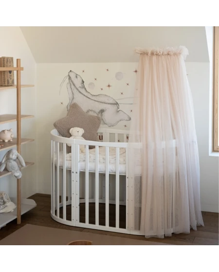 Owalne, drewniane łóżeczko 7w1 Waldin®