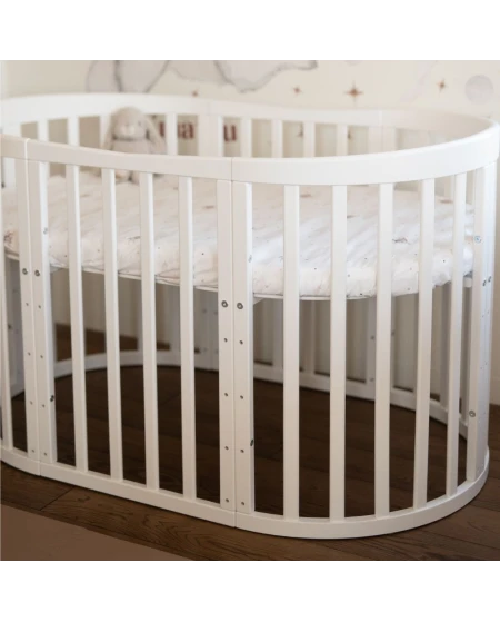 Owalne, drewniane łóżeczko 7w1 Waldin®