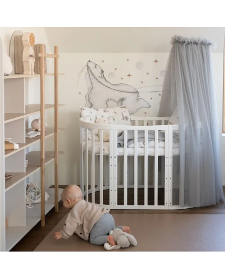 Owalne, drewniane łóżeczko 7w1 Waldin®