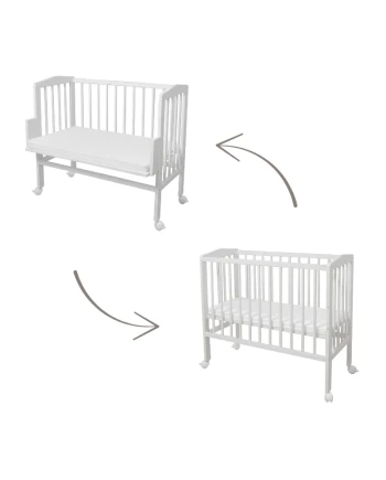 Łóżeczko dostawne 2w1 z materacem Białe | Waldin