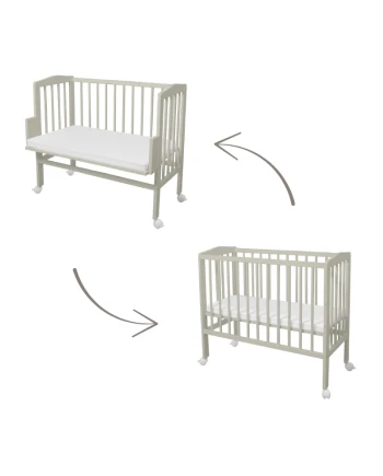 Łóżeczko dostawne 2w1 z materacem Oliwkowe | Waldin